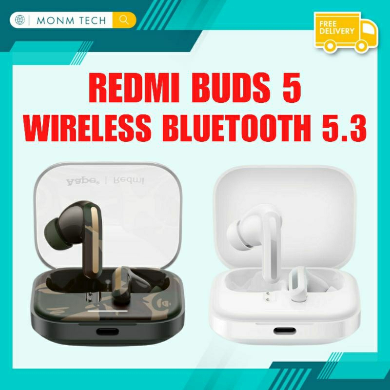 Redmi Buds 5 Noise canceling wireless headphones AAPE Limited Edition  Original Xiaomi Redmi Wireless earbuds