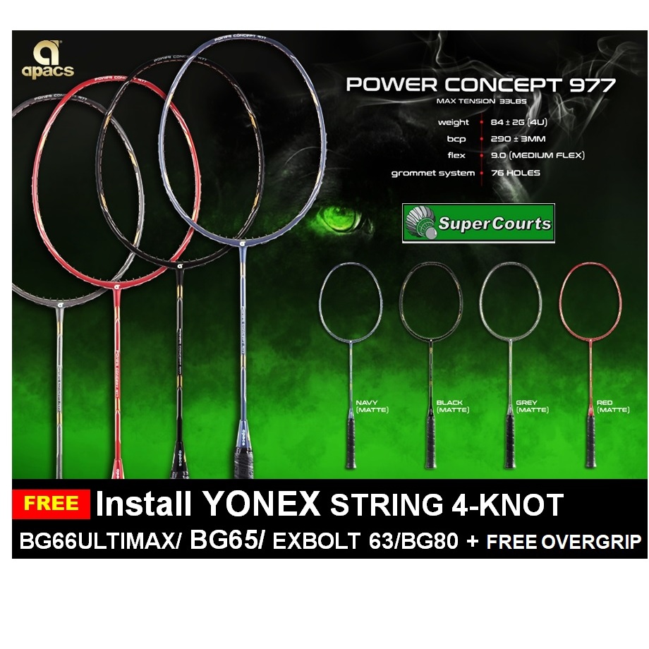 【ORIGINAL】APACS Power Concept 977【Install Yonex String 4-knot + FOC ...