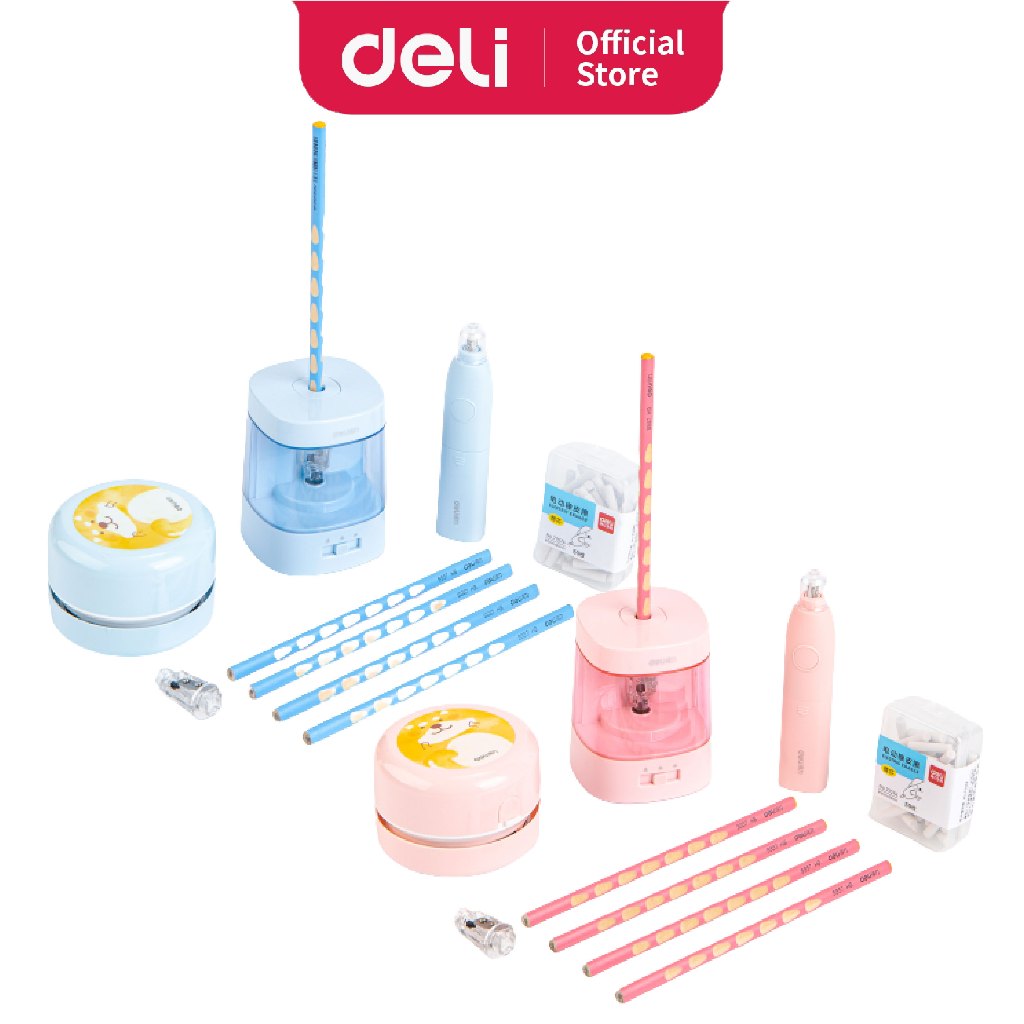 Deli In Electric Stationery Set Sharpener Eraser 2B Pencil