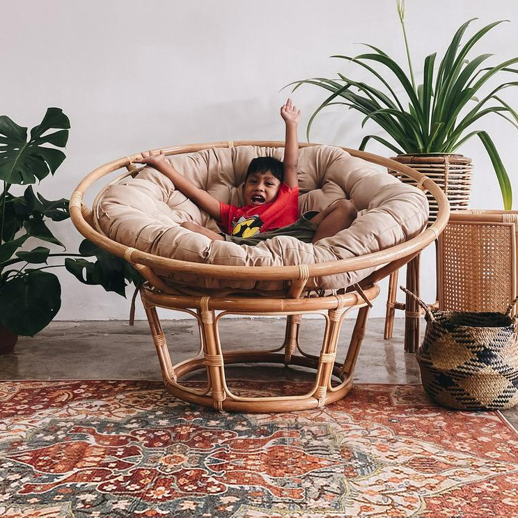 Round Rattan Papasan Chair Booming Plus Shopee Malaysia