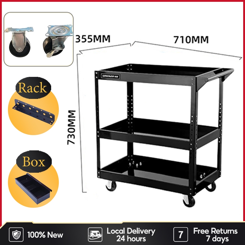 Heavy Duty 3 Layer Tool Trolley Service Cart Metal Steel Cart Trolley ...