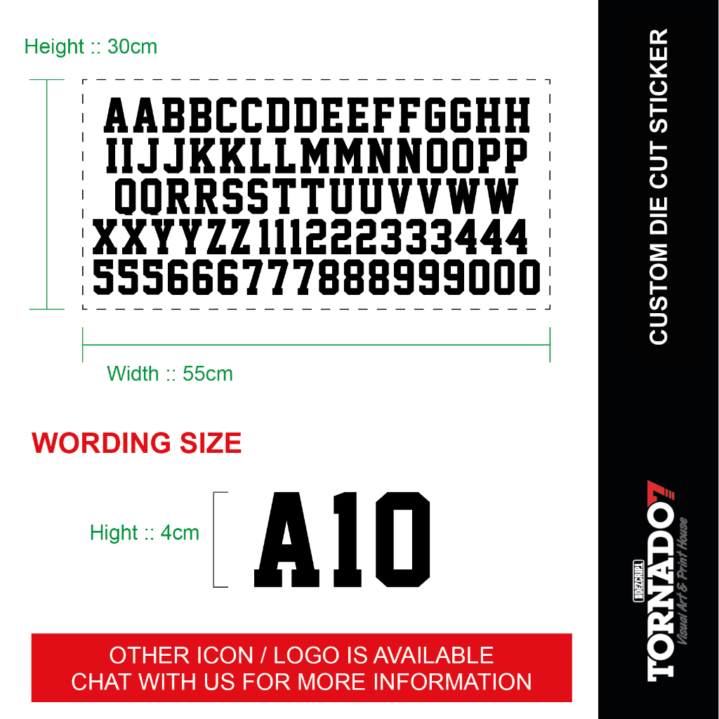 [Sticker] Alphabet Letter Motor Numbering Sticker D.I.Y - Glass ...