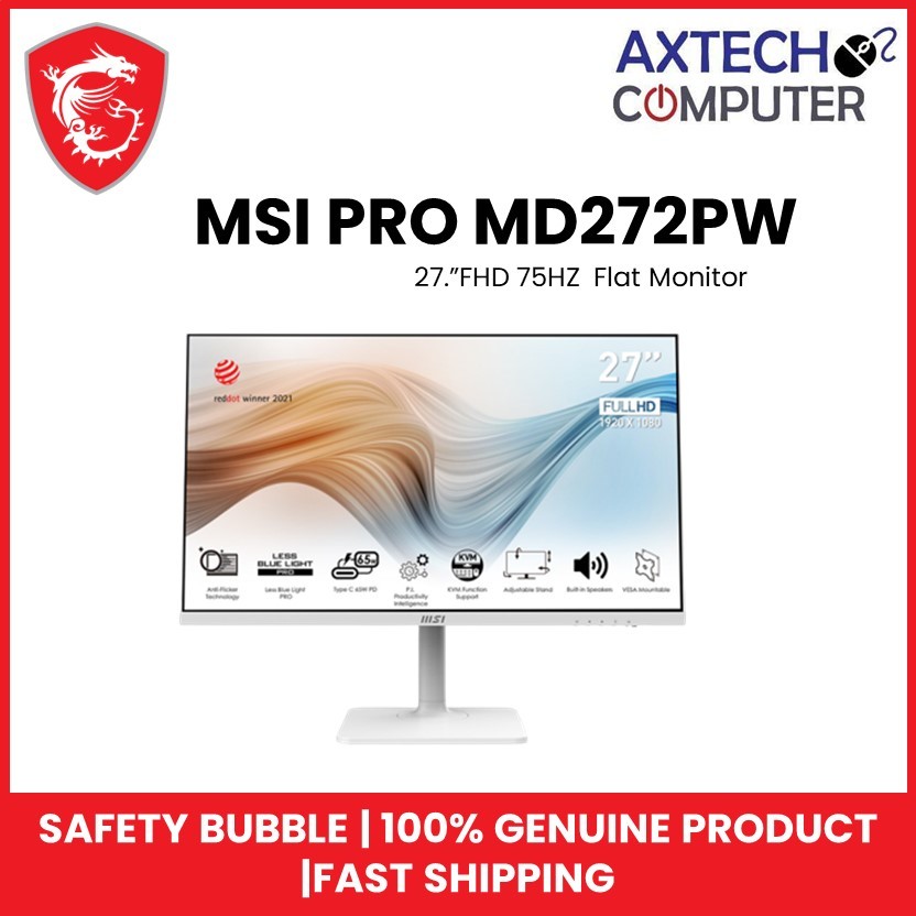 MSI Modern MD272PW 27" FHD 75Hz Flat Monitor (HDMI, DisplayPort, TypeC