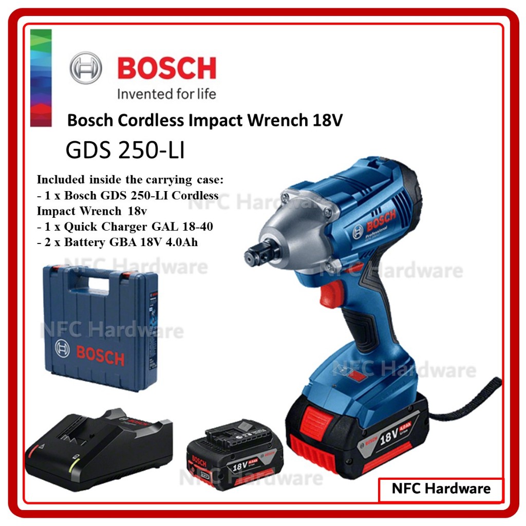 Bosch Gds 250 Li Cordless Impact Wrench 18v Shopee Malaysia