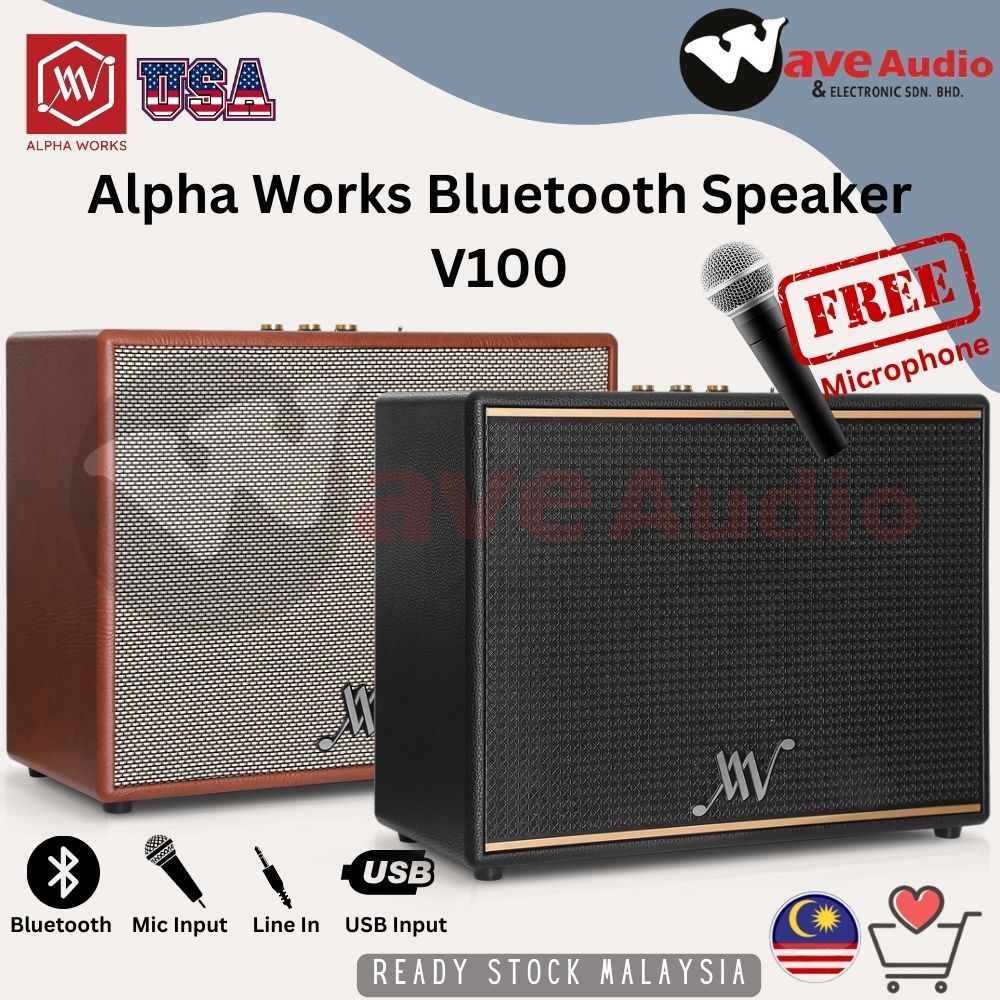 Alpha Works AW Classic V100 Portable Speaker with Bluetooth/USB/Line In
