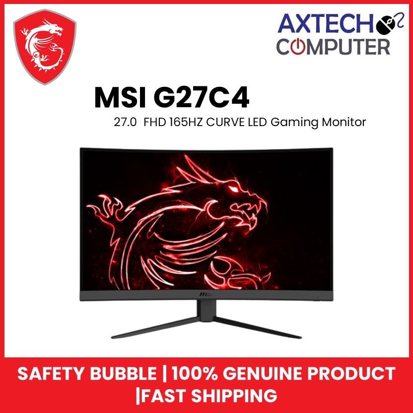 MSI Optix G27C4 27" FHD Curved Gaming Monitor (HDMI, DisplayPort, 3Yrs ...