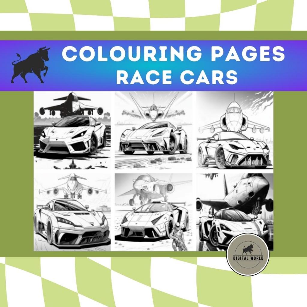 Digital Colouring Page | Race Cars Colouring Page | Colouring For Kids ...