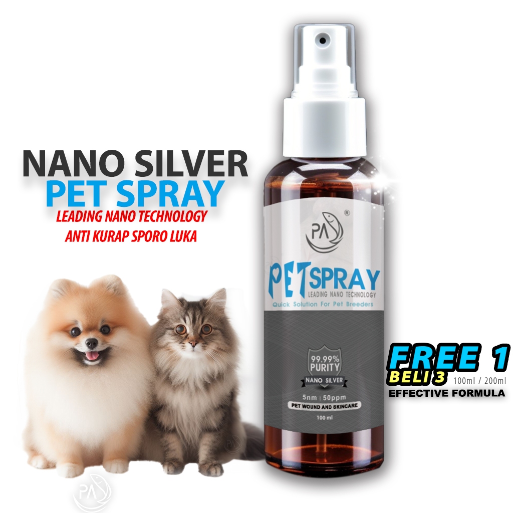 Pa 50ppm Nano Silver Petspray Pet Spray Fungus Ubat Kurap Kucing Nano