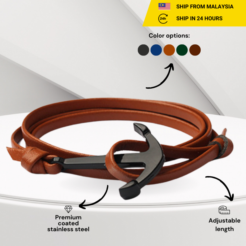 Bracelet leather braided leather bracelet rope alloy men's fish hook anchor  Korean braid