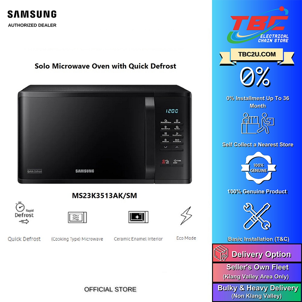SAMSUNG MS23K3513AK/SM 23L SOLO MICROWAVE OVEN | Shopee Malaysia