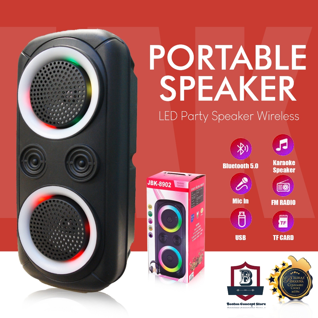 JBK8902 Portable Karaoke Bluetooth LED Party Speaker Wireless Speaker