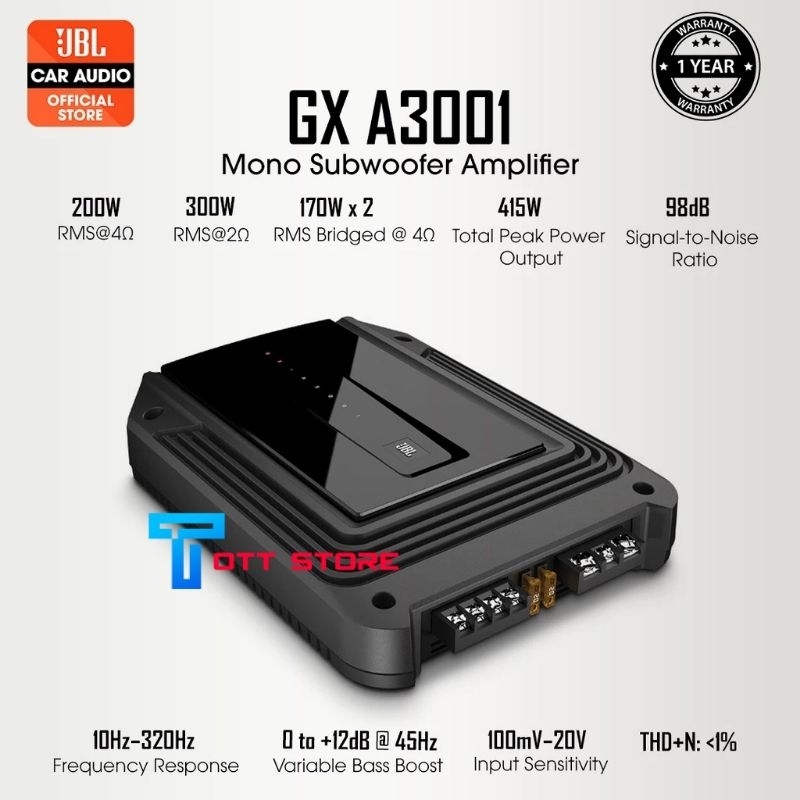 JBL Mono Subwoofer Amplifier GXA3001 300 Watts (RMS) Monoblock