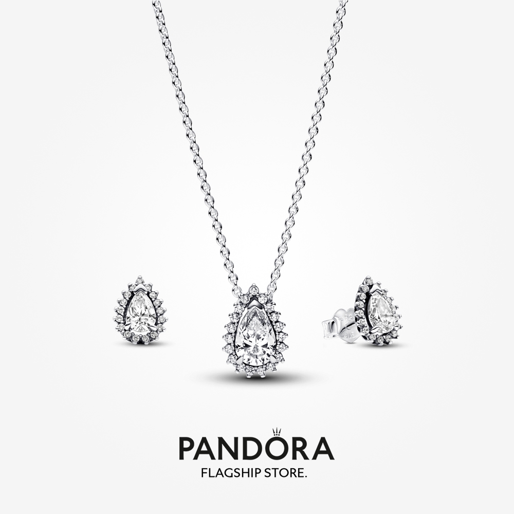 Pandora Pear Cut Necklace Earring Set 45CM Shopee Malaysia