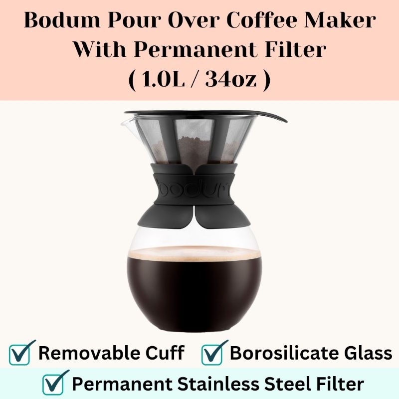 Bodum pour over coffee maker with permanent clearance filter