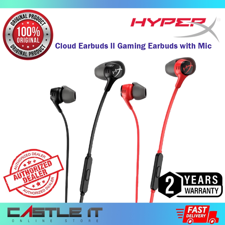 Hyperx Cloud Earbuds Ii Gaming Headphones Microphone Black Red 2 Year Warranty Earphone Earset 7728