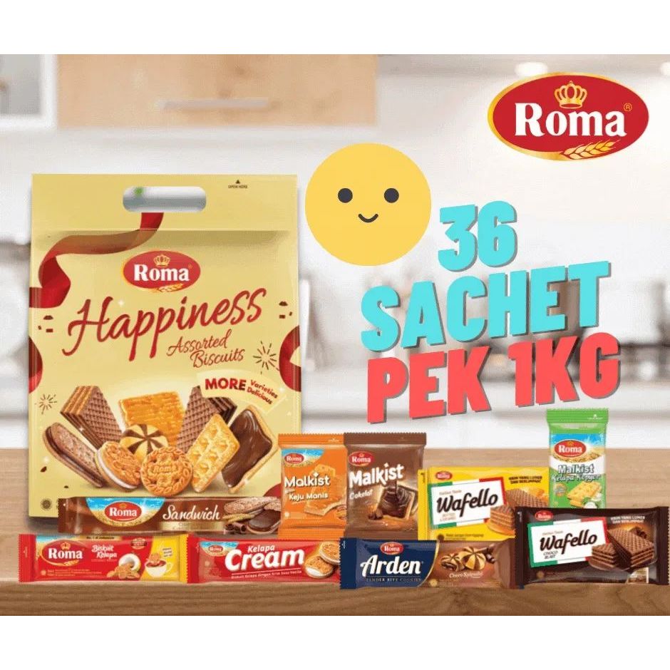 ROMA HAPPINESS ASSORTED BISCUIT FAMILY PACK 1KG COOKIES JUMBO PEK ...