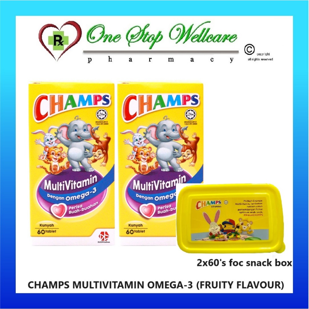 CHAMPS MULTIVITAMIN PLUS FOLIC ACID & LYSINE / OMEGA3 / PINEAPPLE / STRAWBERRY Shopee Malaysia