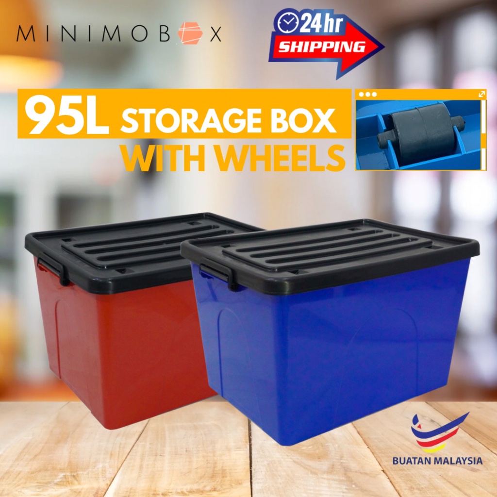 95l Storage Box With Wheel Wheel Bekas Simpanan Dengan Roda Kotak Simpanan Plastik 95 Liter 95 8194