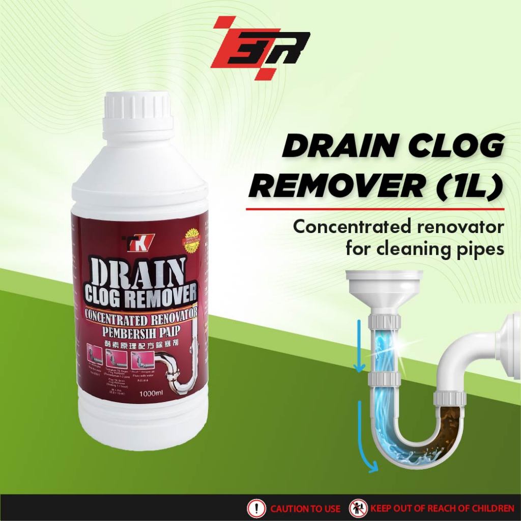 3R Drain Clog Remover Pipe Cleaner Clogged Drain (1L) | Shopee Malaysia