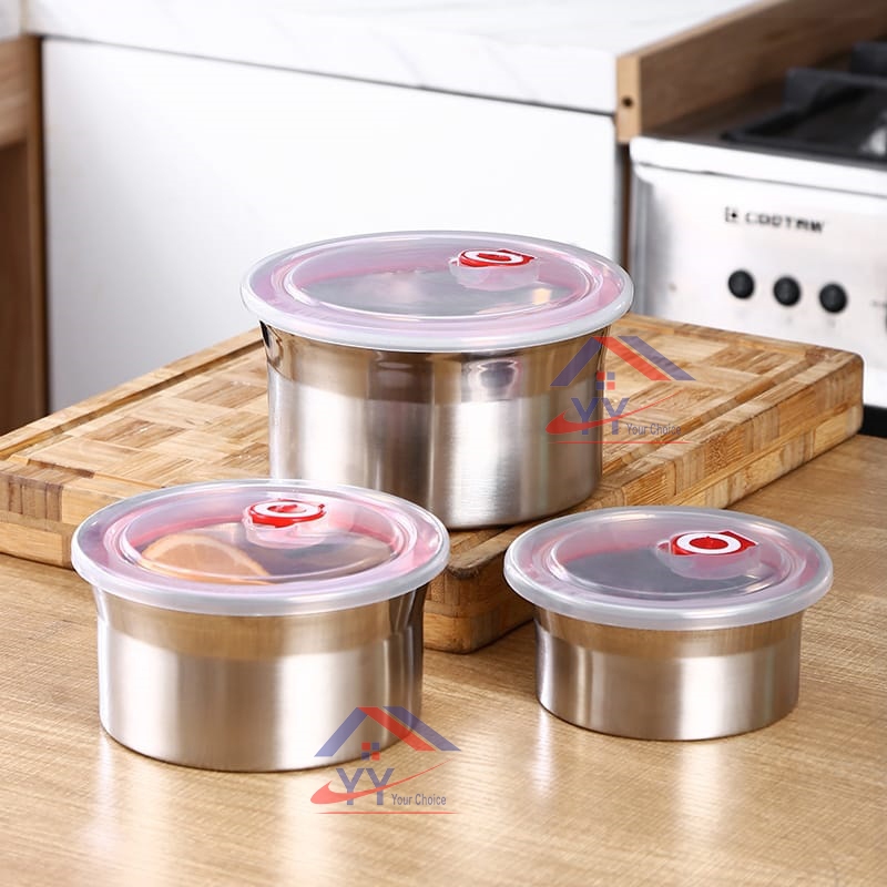Stainless Steel Round Shape Lunch Box/Food Container/Bekas Makanan ...