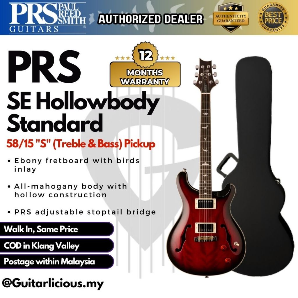 PRS SE Hollowbody Standard Electric Guitar with Case Fire Red Burst Shopee Malaysia