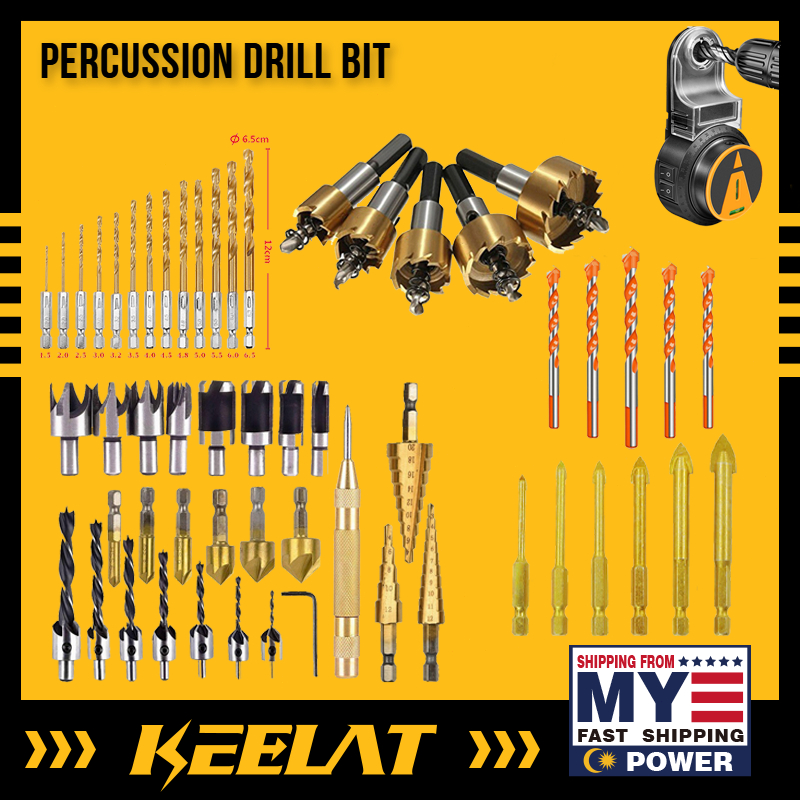 KEELAT 104 PCS Drill Bit Set Glass Tile Woodworking Drilling and