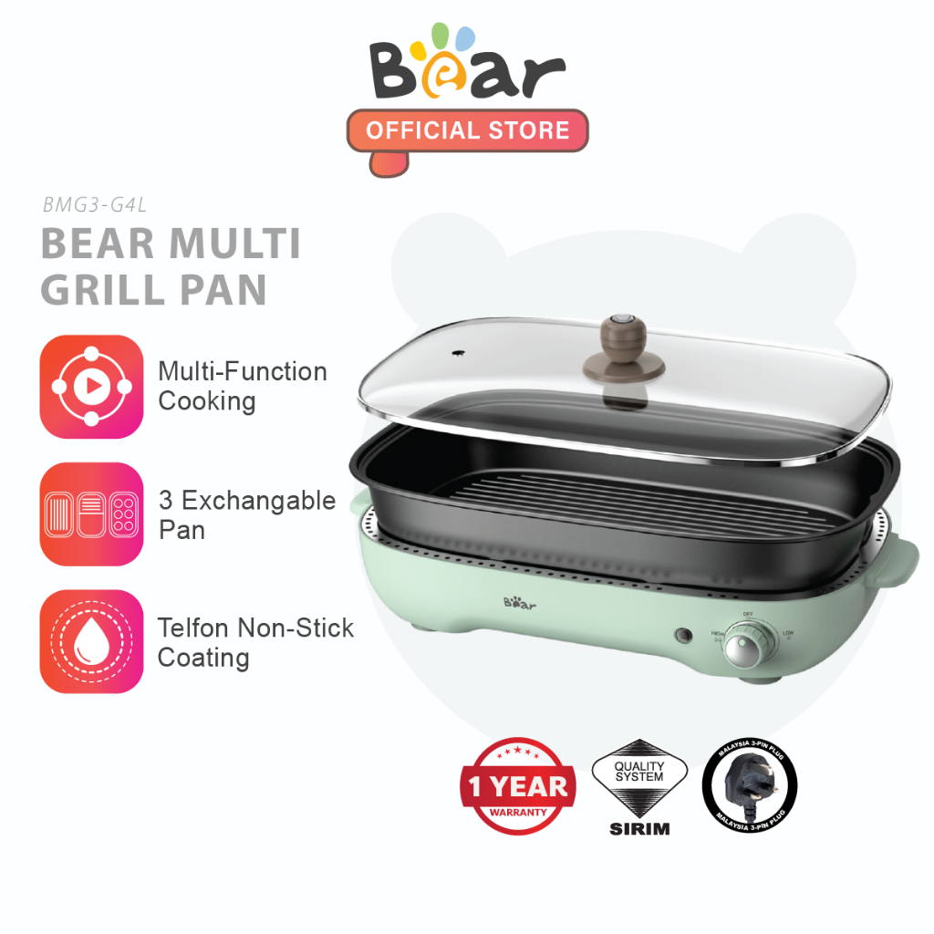 Bear Multi Cooker Electric Grill Pan Household NonStick (4L) BMG3G4L