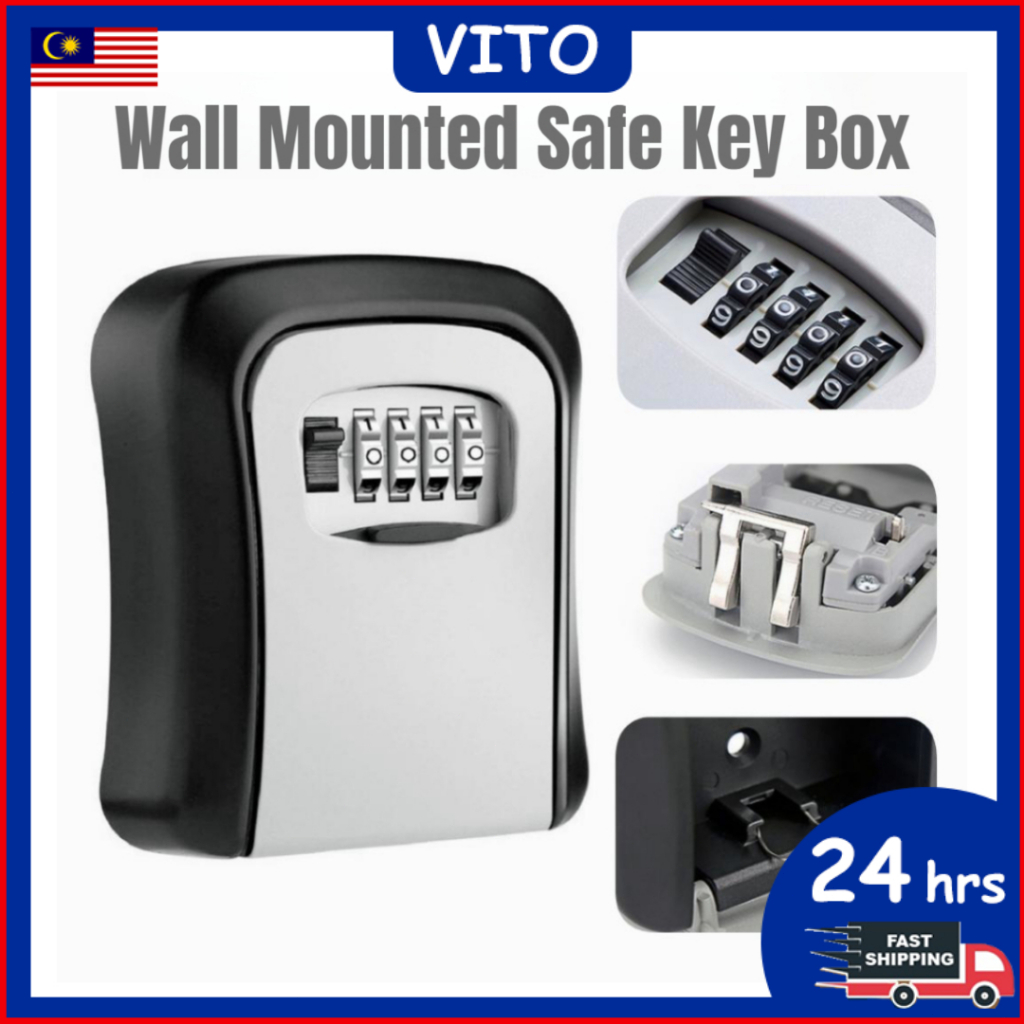 Wall Mount Key Safe Box Numbering Lock Key Storage Lock Box 4 Digits
