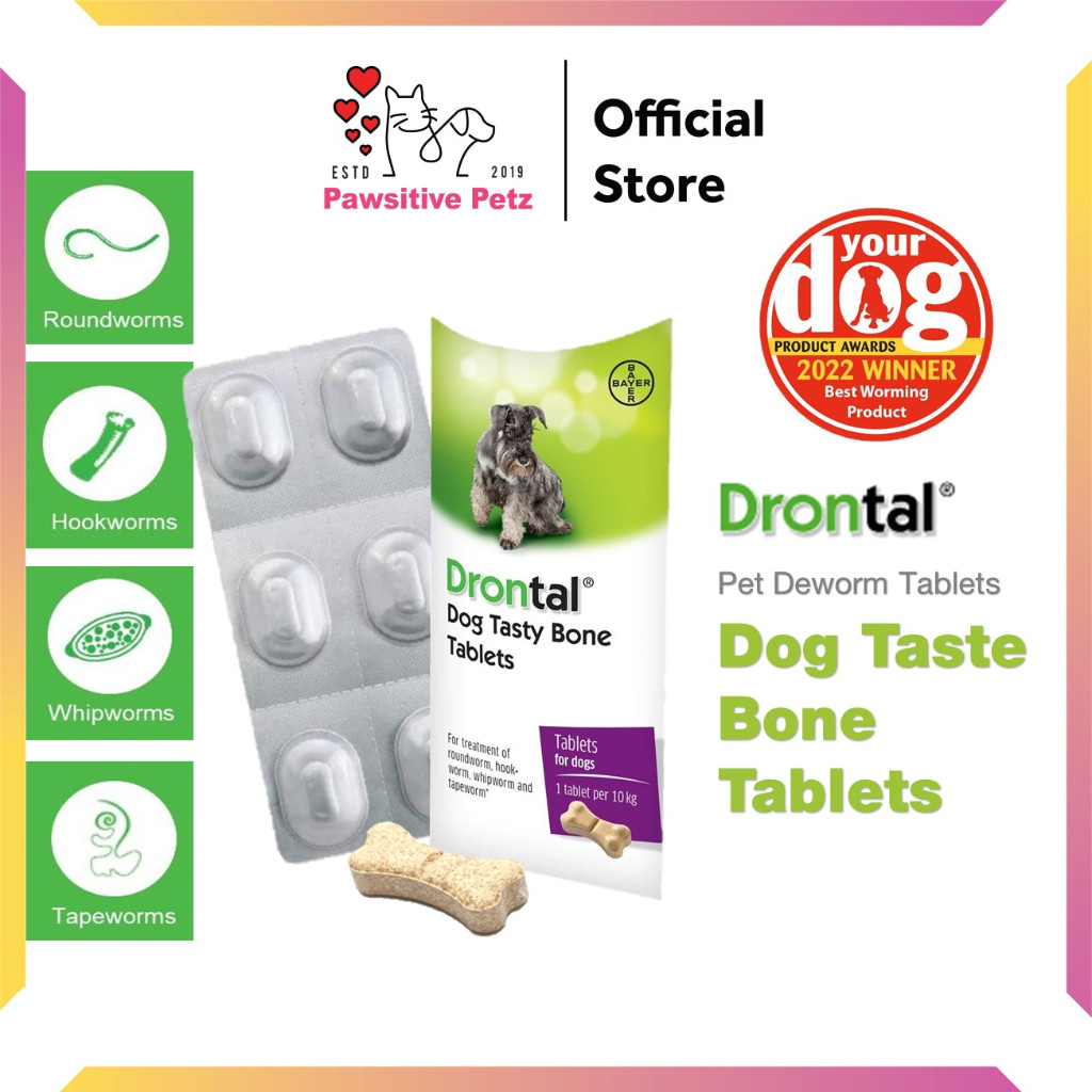 Drontal Dog Tasty Bone Dewormer Drontal Tablet Deworm For Dog Ubat