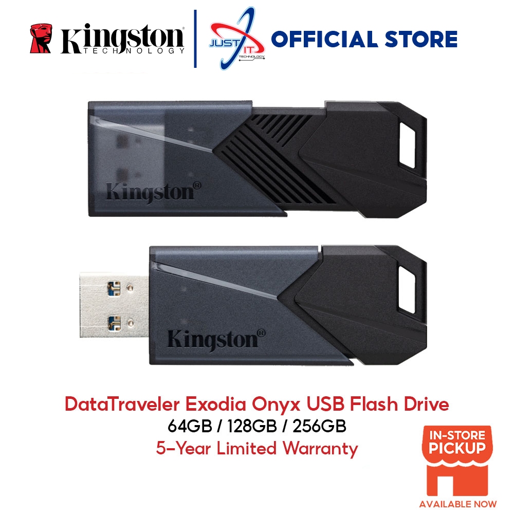 Kingston DataTraveler Exodia Onyx 128GB USB 3.2 Gen 1 Flash Drive with  Sleek Moving Cap and Loop (Matte Black)