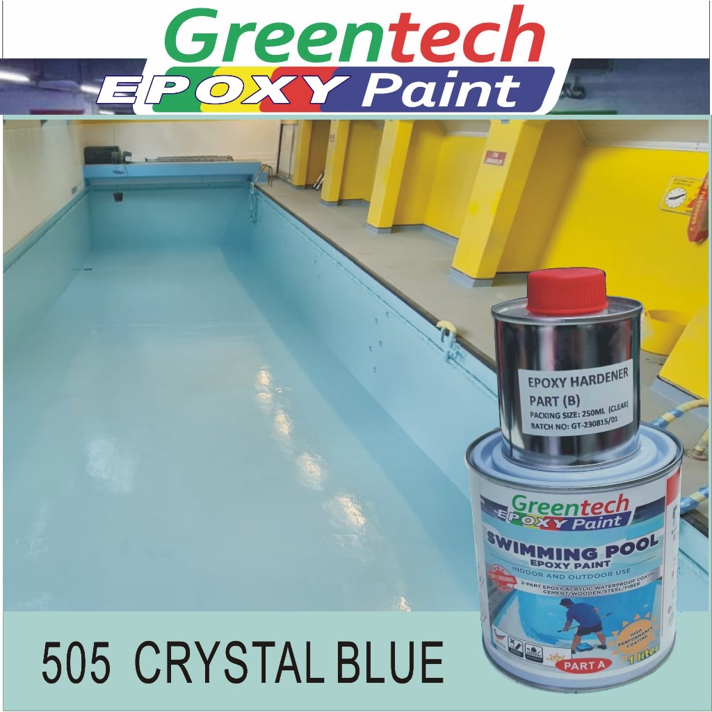 505 CRYSTAL BLUE ( GT Swimming Pool Epoxy ) Pond Paint Cat Kolam Renang ...