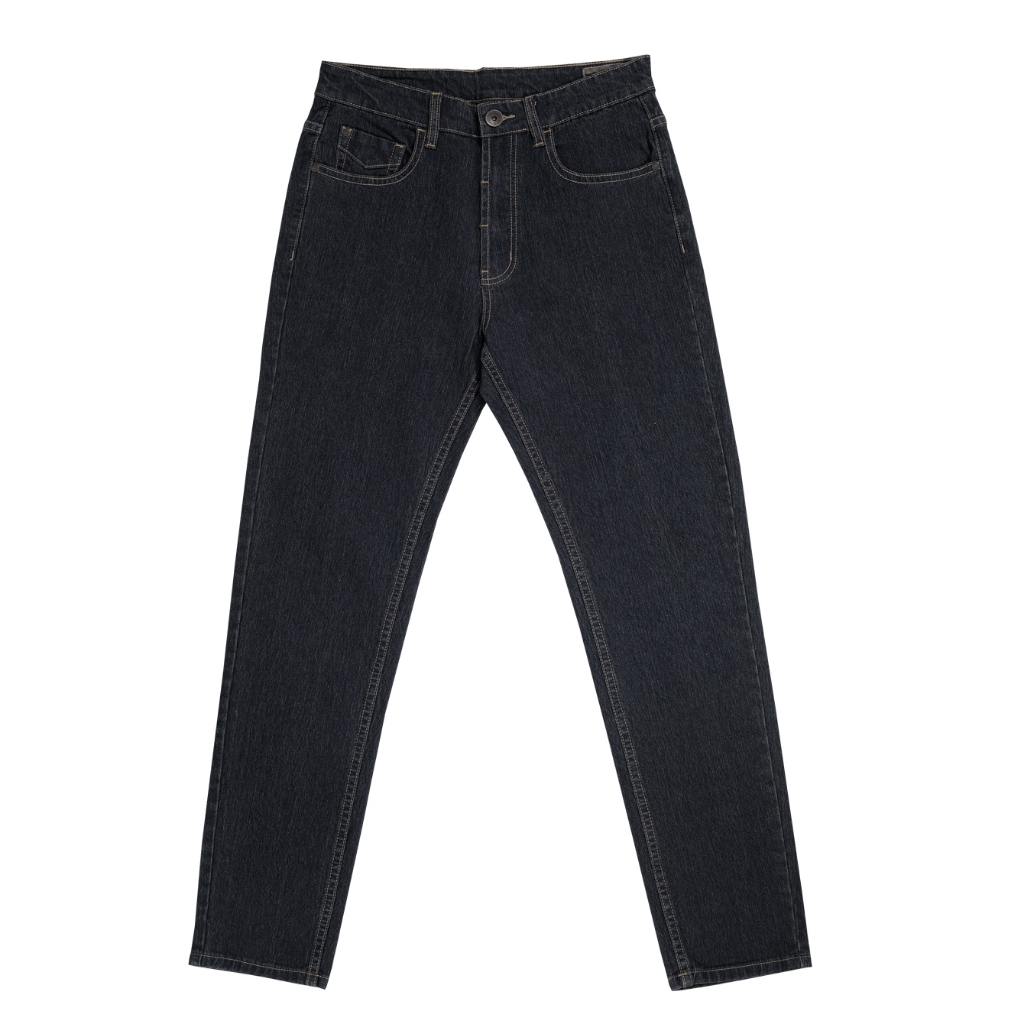 camel active Men Jeans in 208 Loose Fit with 5 Pockets Style in Navy Blue Washed Stretch Denim