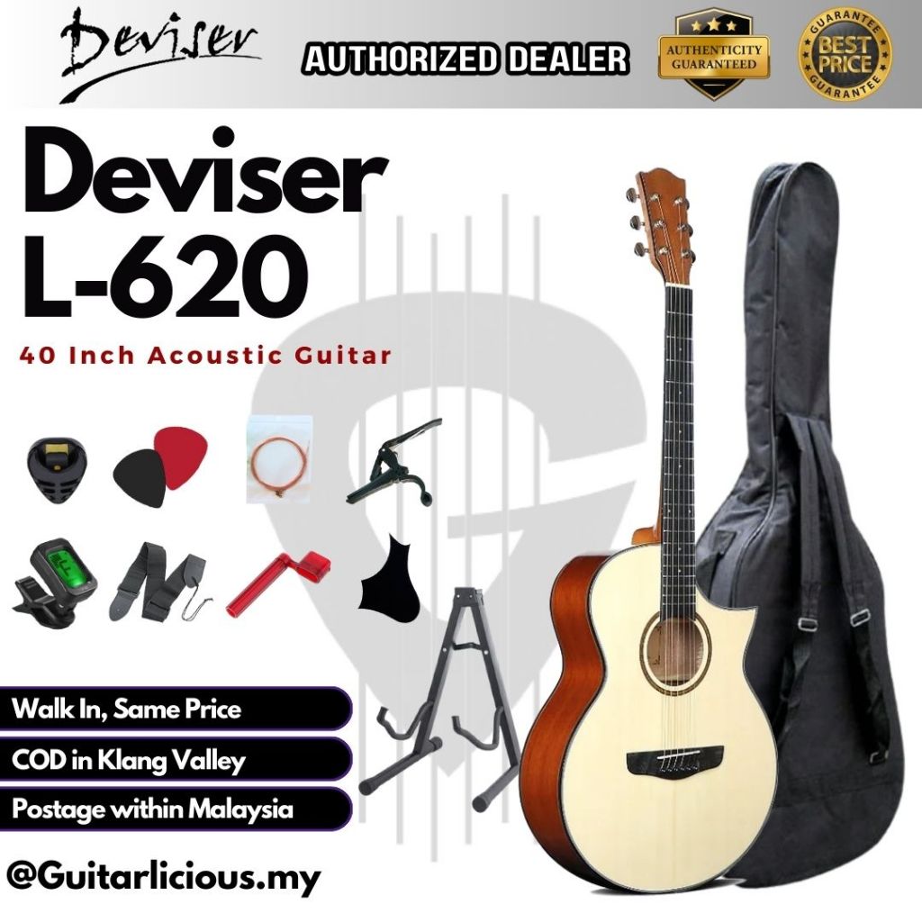 Deviser 40" Acoustic Guitar All Natural (L620) 6 string 40 inch