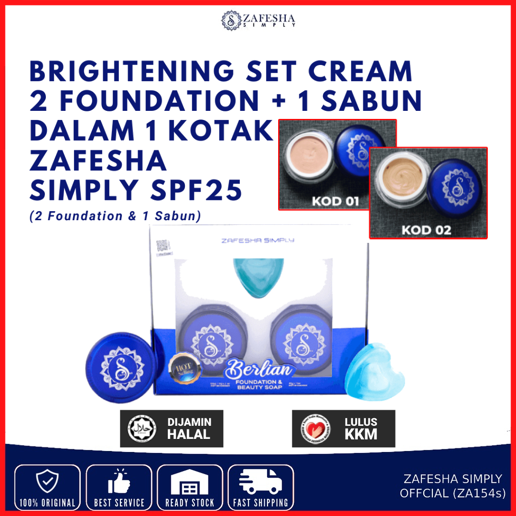 (ZA154s) Zafesha Simply Brightening Set 2 Foundation 1 Sabun Muka