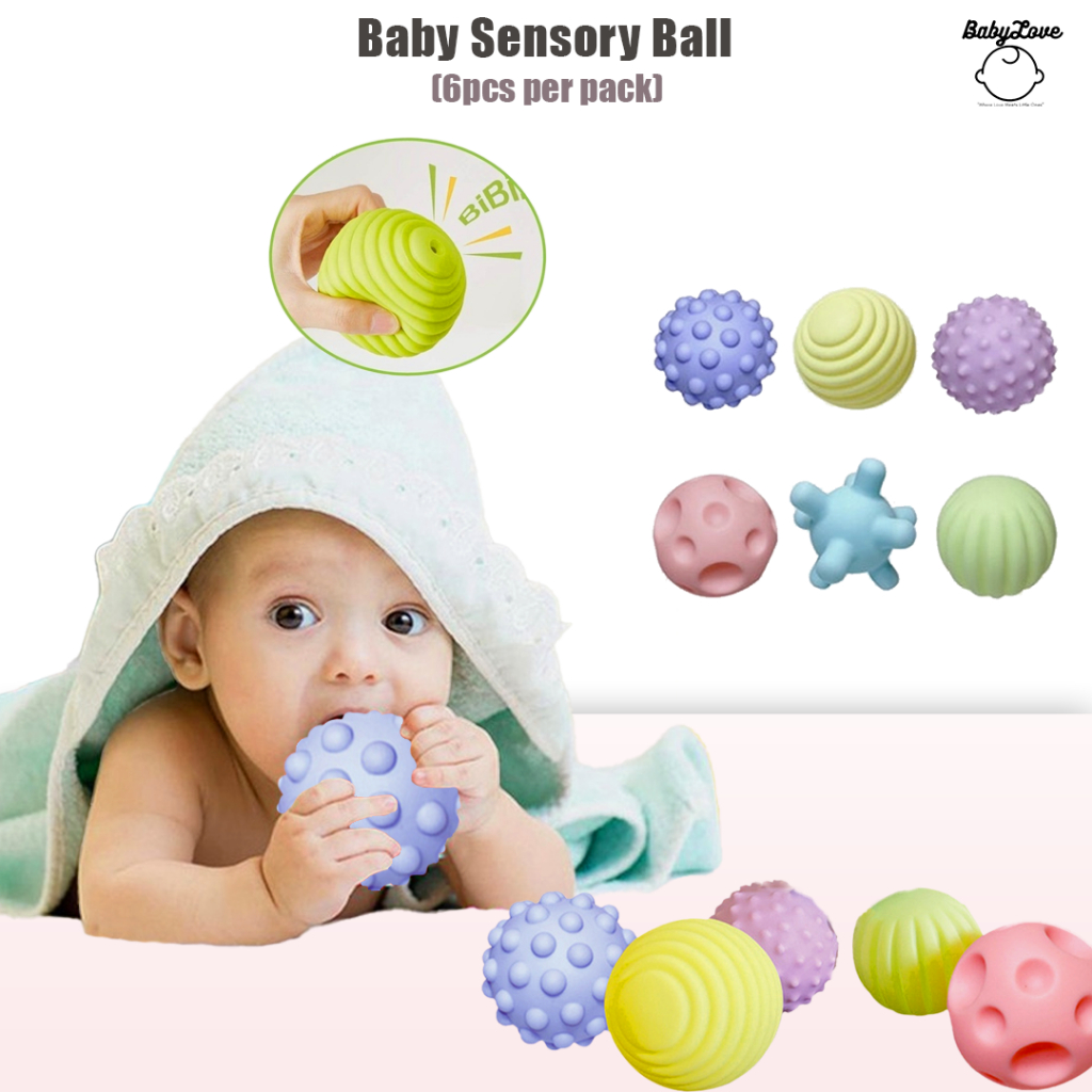 Baby Touch Ball Sensory Touch Hand Ball 6pcs Soft Children Toy Mainan ...