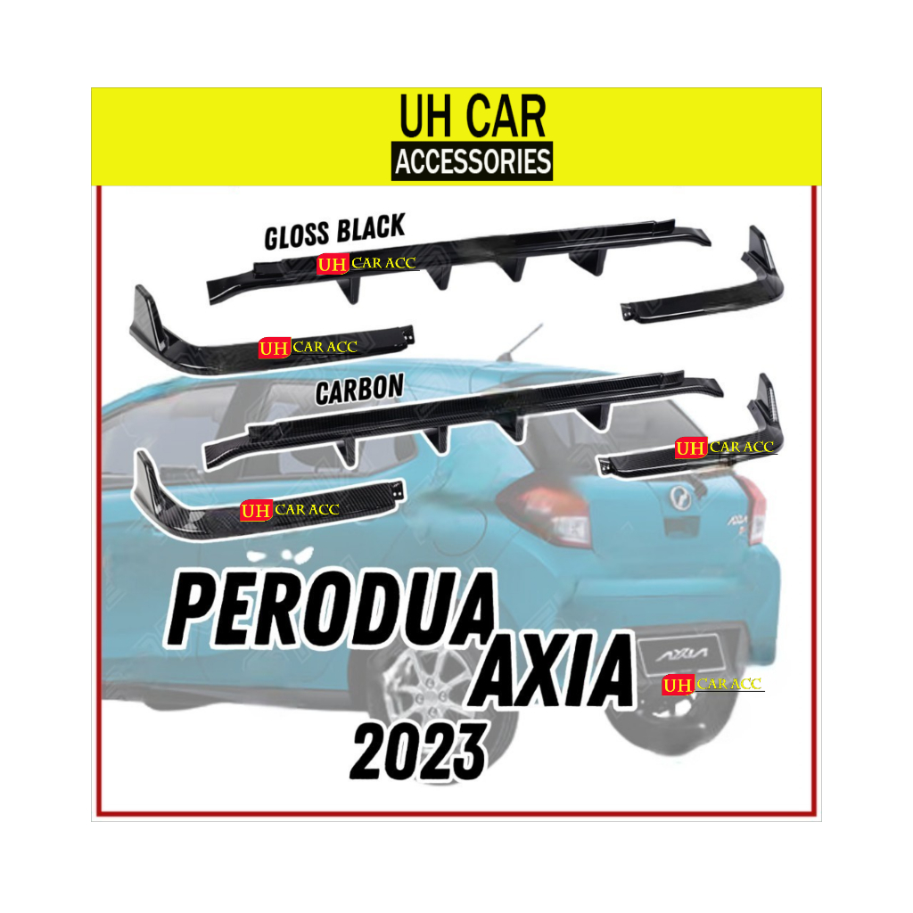 Perodua Axia 2023 Rear Bumper Diffuser Lip (V2) PU Bodykit Body Kit Lip ...