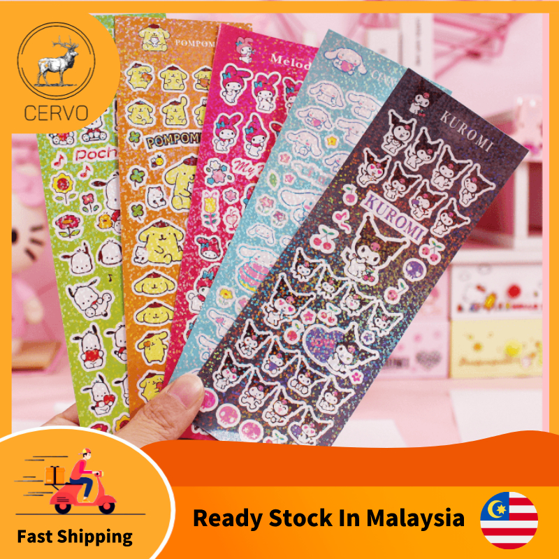 Cartoon Sticker Sanrio Laser Notebook Sticker Goo Card Sticker DIY ...