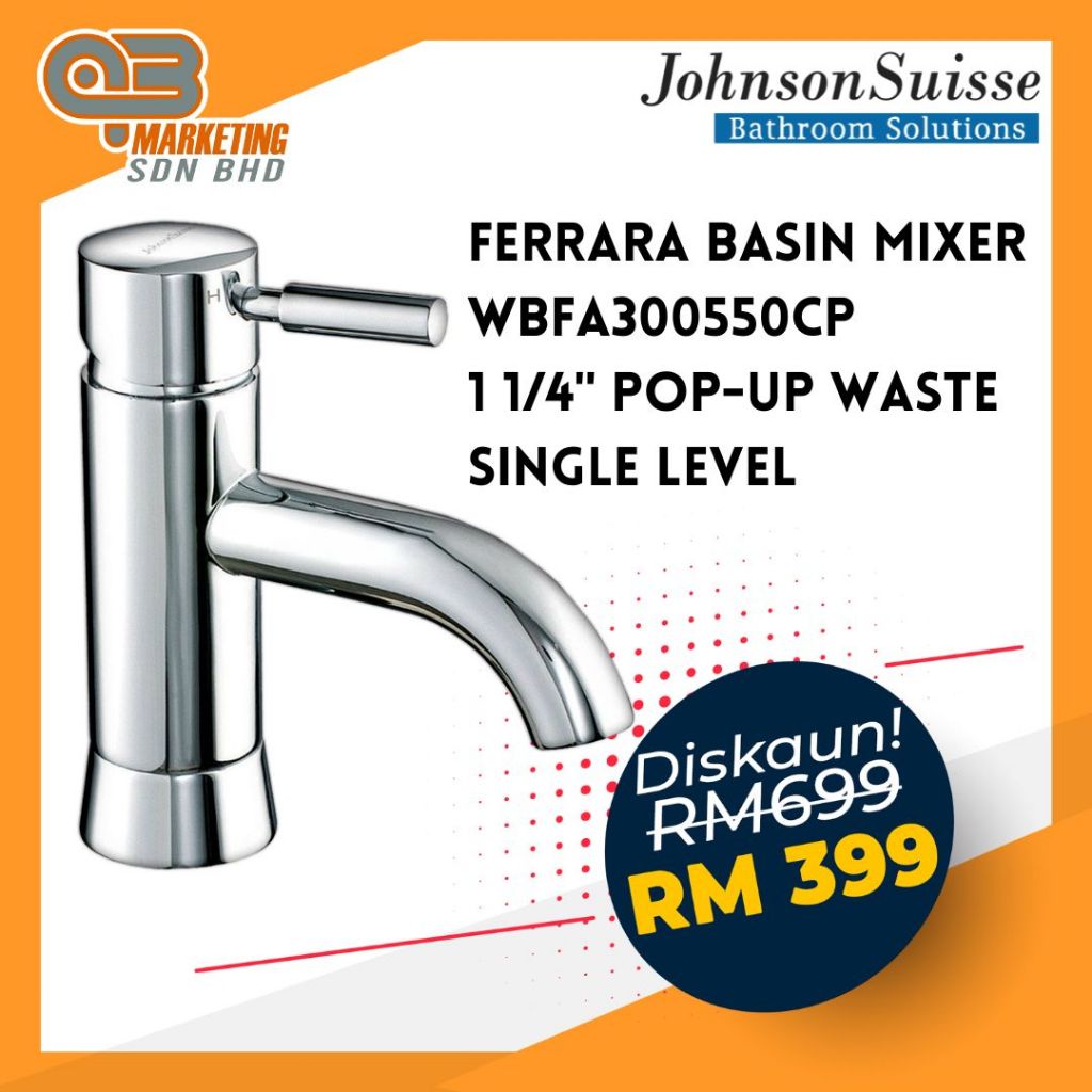 Johnson Suisse Ferrara Basin Mixer | WBFA300550CP | Produk Mematuhi ...