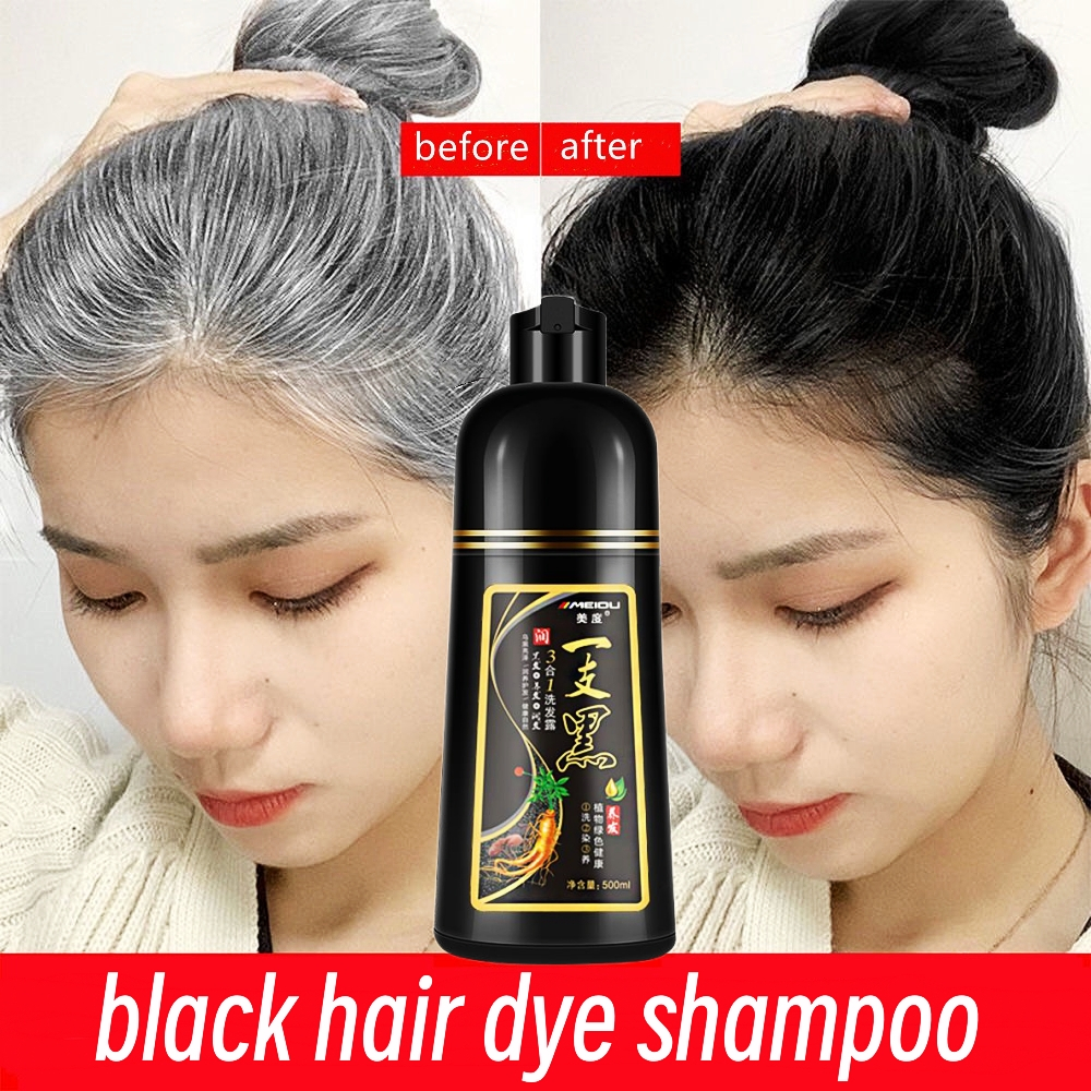 Natural Black Hair Shampoo Black Hair Dye Professional 3-In-1 Wash/Dye ...