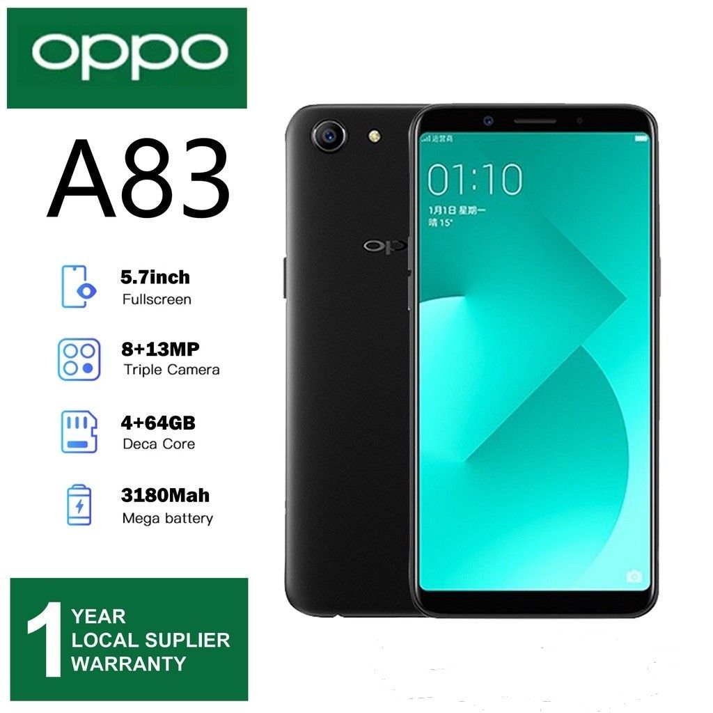 OPPO A83 (4+64GB) ROM 5.7Inch 1 Year Warranty Full Set (NEW) | Shopee ...