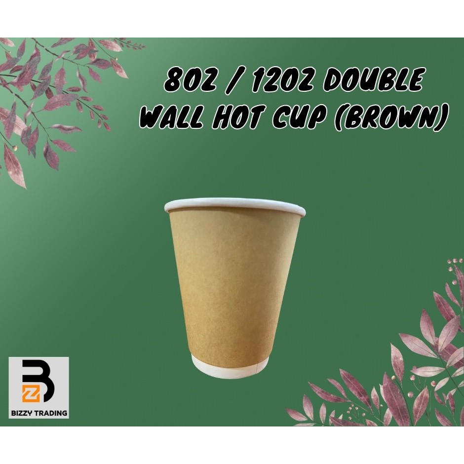 [25PCS] 8oz/12oz Brown Double Wall Hot Paper Cups – Coffee Paper Cup ...