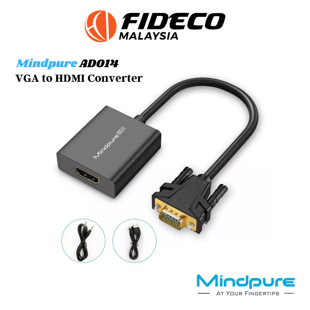 Mindpure AD031 VGA to HDMI Converter with Audio and Power | Shopee Malaysia