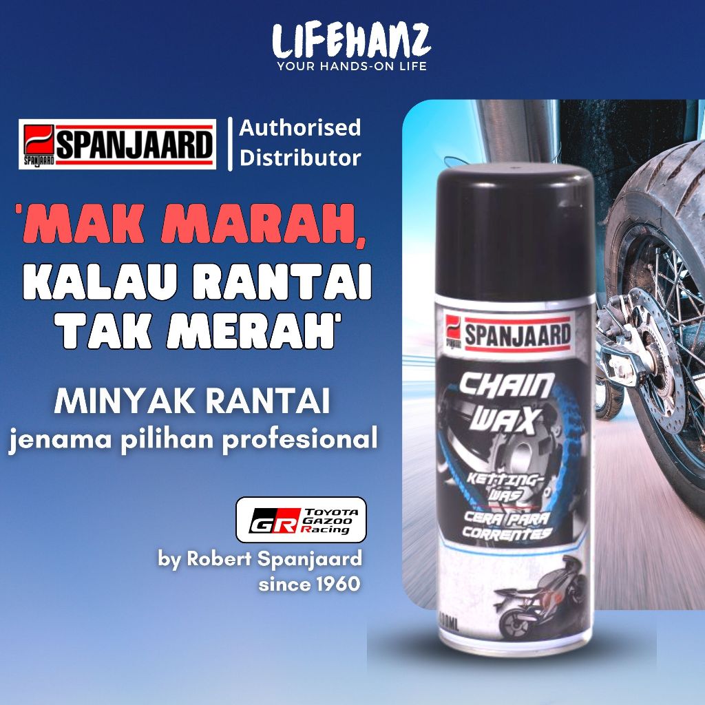 SPANJAARD Motorcycle Chain Wax Lube ( Dry Lube) Tidak Percik, Tidak Tarik Habuk, Kalis Air
