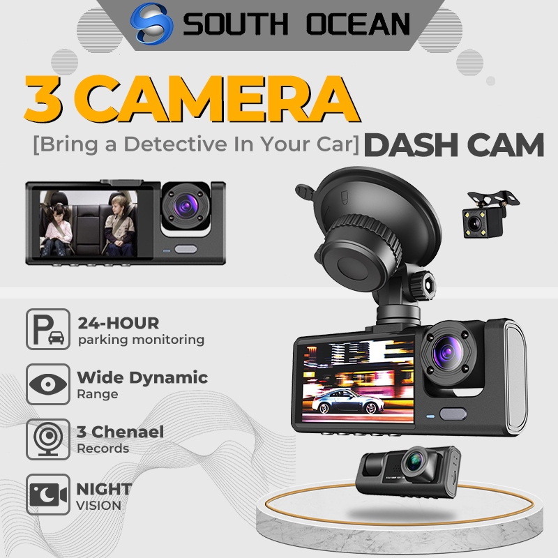 24H Record 1080P WIFI Dashcam 3 Car Camera Dashcam For Car Front ...