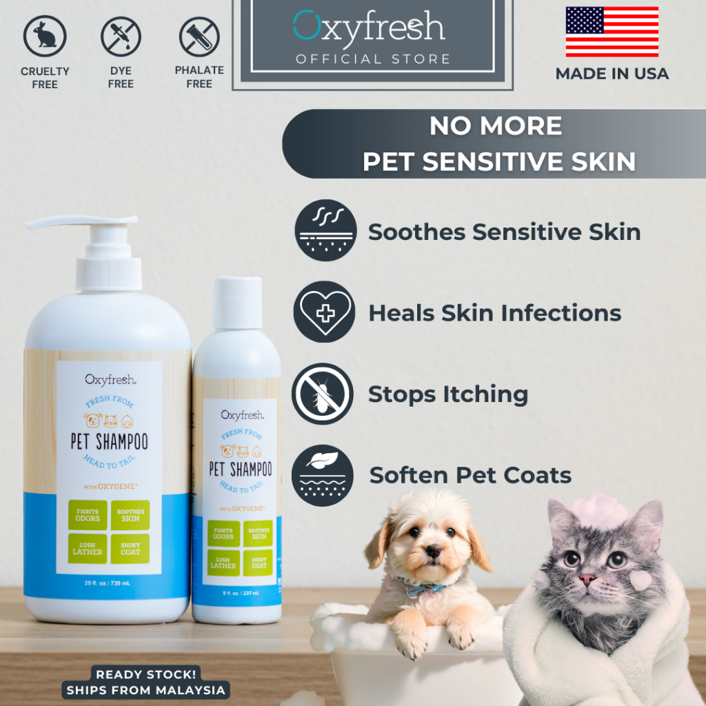 Oxyfresh® Pet Shampoo - Anti Itch Cat Shampoo & Dog Shampoo - Shiny ...