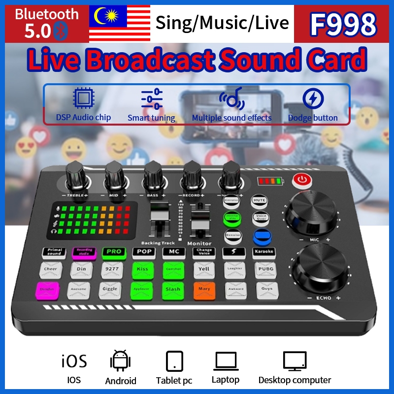 [Local stock] NEW F998 Sound Card With Microphone Sound Mixer Sound