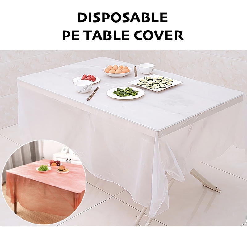 10pcs/pack Disposable PE Table Cover Clear Plastic Table Cloth
