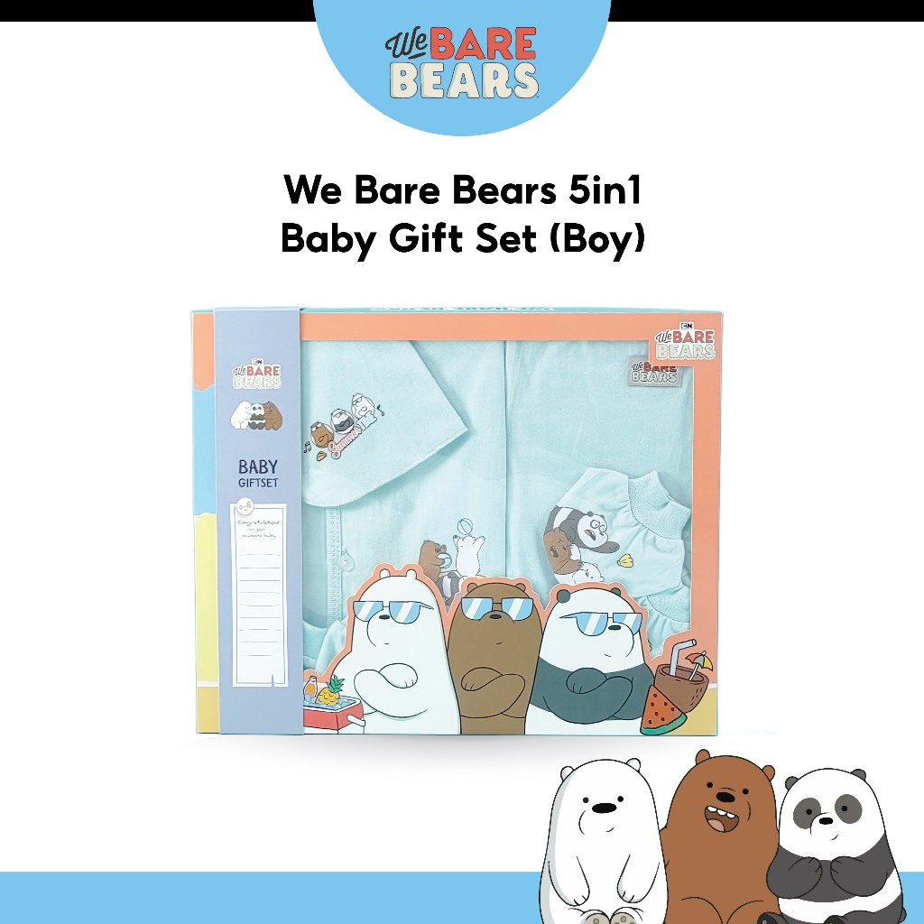 We Bare Bears 5in1 0-6M Set Hadiah Bayi / Newborn Baby Boy Unisex Gift ...