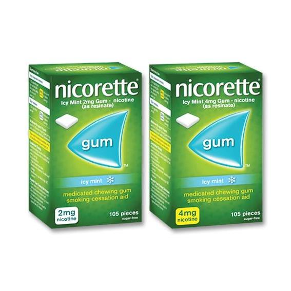 Nicorette Quit Smoking Gum 4mg Extra Strength/2mg regular strength