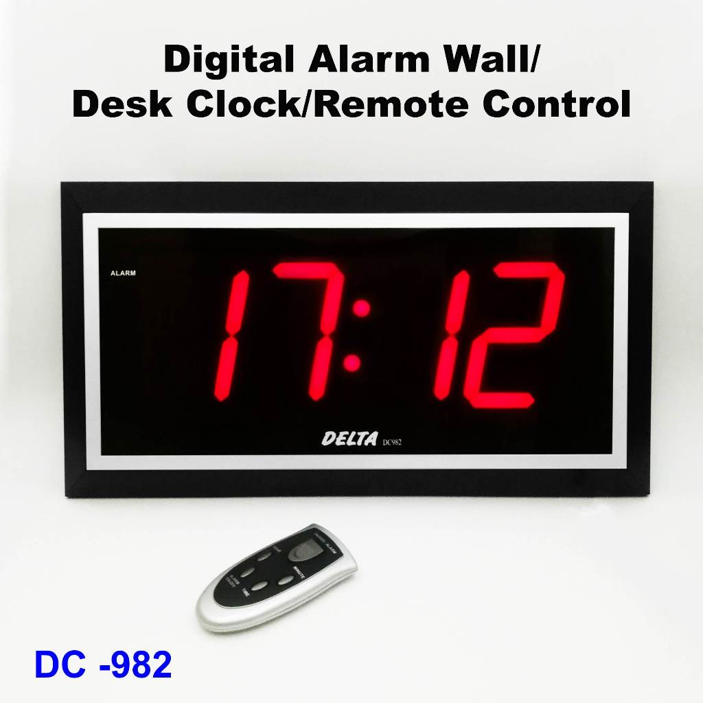 DELTA DC982 Big Digital Wall Clock With Adaptor Remote Control Alarm